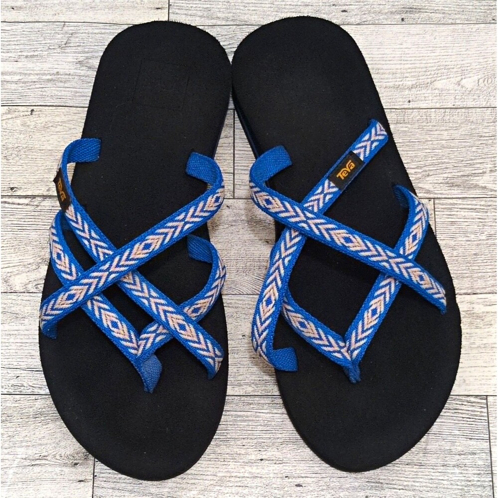 Teva Women's Slip-On Strappy Sandals Geometric Black/Blue US 7 EU 38 MPN 6840